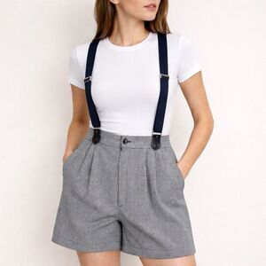 Vintage Inclinations Houndstooth Suspender Shorts High Waist Size 6 USA